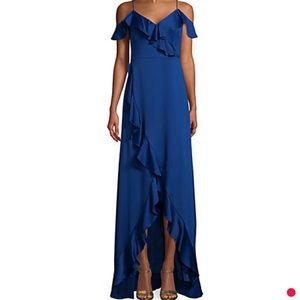 Aidan Mattox Off The Shoulder Flounce Gown